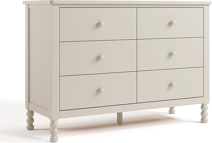 Storkcraft Rio 6 Drawer Dresser (Frosted Oat) – GREENGUARD Gold Certified, Wood Dresser for Bedroom, Kids & Nursery Storage Chest, Safety Interlocking Drawers, Pre-Installed Tracks, Kids Chest