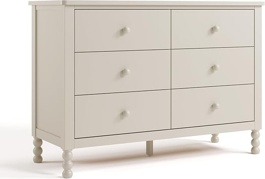Storkcraft Rio 6 Drawer Dresser (Frosted Oat) – GREENGUARD Gold Certified, Wood Dresser for Bedroom, Kids & Nursery Storage Chest, Safety Interlocking Drawers, Pre-Installed Tracks, Kids Chest