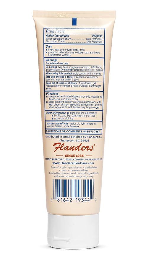 Flanders Buttocks Ointment – Zinc Oxide Diaper Rash Cream, Thick Barrier Paste for Baby & Adult Skin, Heat Rash, Chafing & Irritation Relief - 2 Pack (8oz Total)