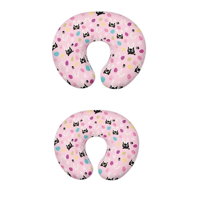Black Cat Rabbit and Easter Egg Nursing Pillow Cover for Baby Boy Girl Breastfeeding Slipcover Infant Newborn Nursery Bottle Pillowcase Stretchy Replaceable Pillow Cover Slipcover