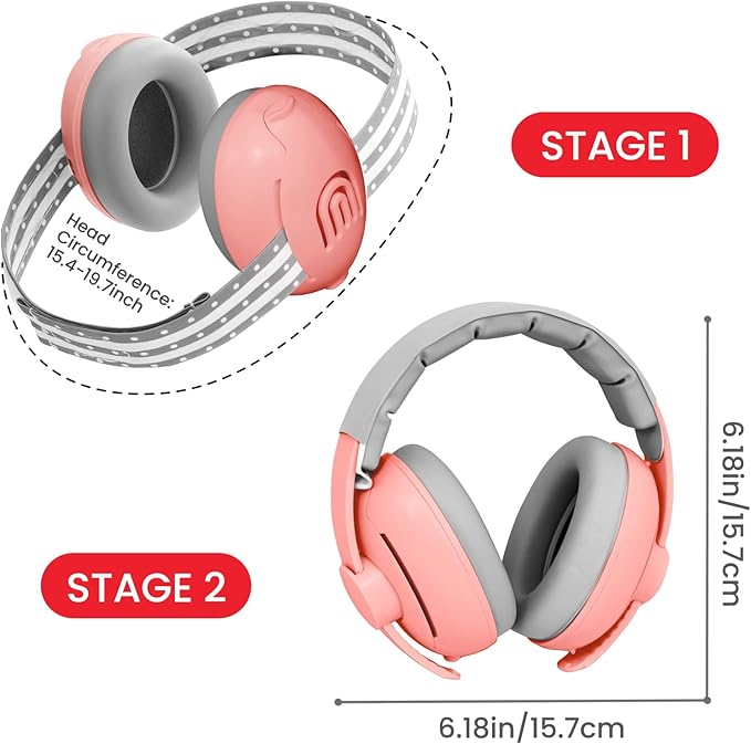 2-in-1 Adjustable Baby & Toddler Noise Cancelling Headphones - Ear Muffs for Kids 1-3 for Airplane Travel