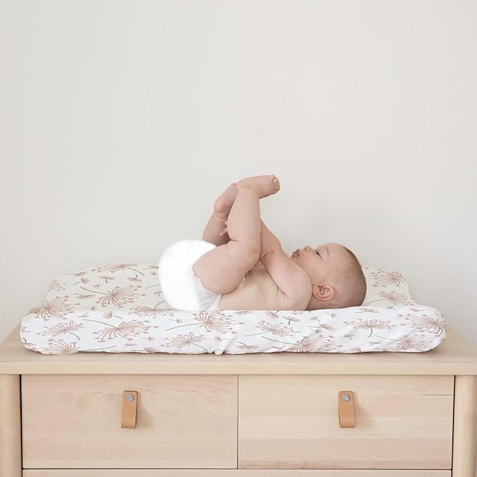 Boho Pink Floral Baby Changing Pad Cover for Boy Girl 32''x16'' Vintage Flowers Unisex Fitted Changing Table Sheets Spring Wild Plants Soft Breathable Nursery Bedding Cradle & Bassinet Sheets
