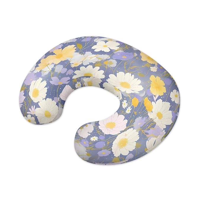 Purple Cosmos Nursing Pillow Cover Slipcover for Breastfeeding Pillows Soft Comfortable Watercolor Wild Flower Nursing Slipcover for Baby Boy and Girls
