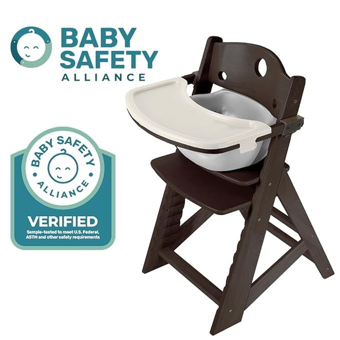 Keekaroo Height Right High Chair with Infant Insert & Tray, Espresso/Rasberry