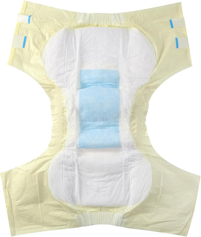 CutiePlusU Disposable Adult Diaper Heavy Absorption Dry Surface All Night- Yellow 10 Pieces (Medium 28"-38")