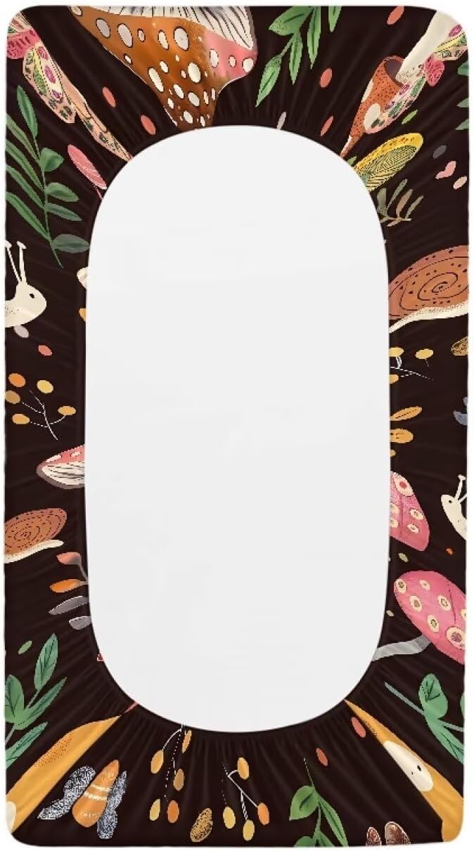Cute Mushroom Changing Pad Cover Stretchy Soft Universal Tray Table Mat Waterproof Lightweight Breathable Cradle Sheets Fit 32"x16" Contoured Pad