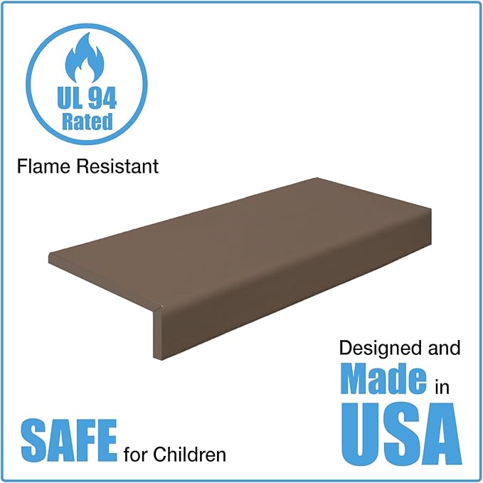 Kidkusion Soft Seat Edge Cushion | Made in USA | 144" | Brown | Fireplace Safety Cushion | Hearth Pad