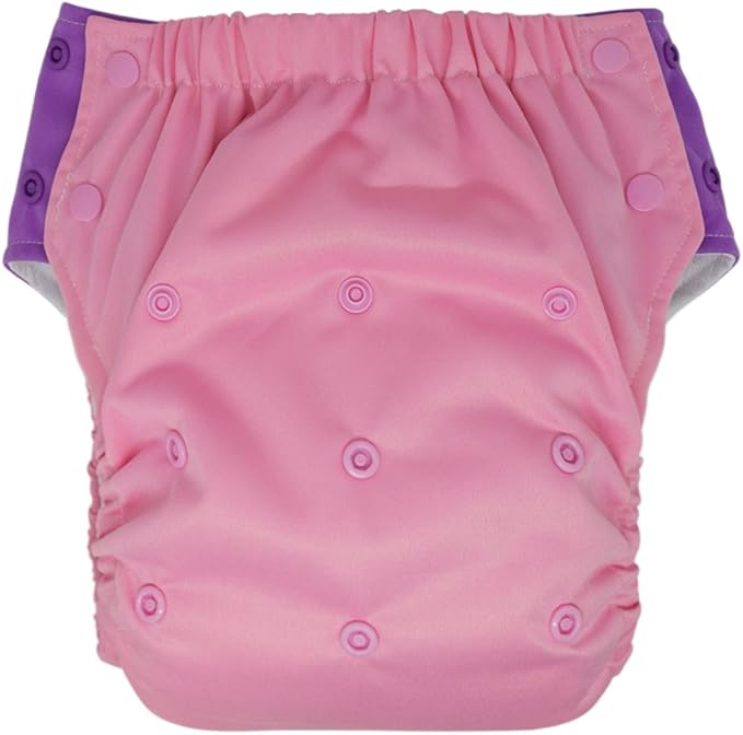 EcoAble Reusable Potty Training Diaper with Insert, Daytime Pull-on Cloth Training Pants for Toddlers and Big Kids (Size 2, Pink/Purple)