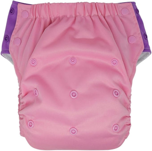 EcoAble Reusable Potty Training Diaper with Insert, Daytime Pull-on Cloth Training Pants for Toddlers and Big Kids (Size 2, Pink/Purple)