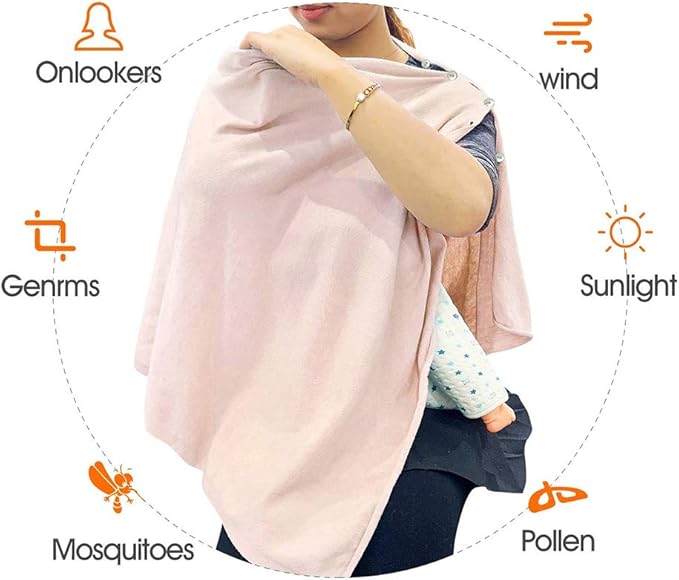 stylesilove Multi-Use Knit Nursing Shawl Poncho Adjustable Buttons for Breastfeeding Protection Nursing Cover Infinity Scarf