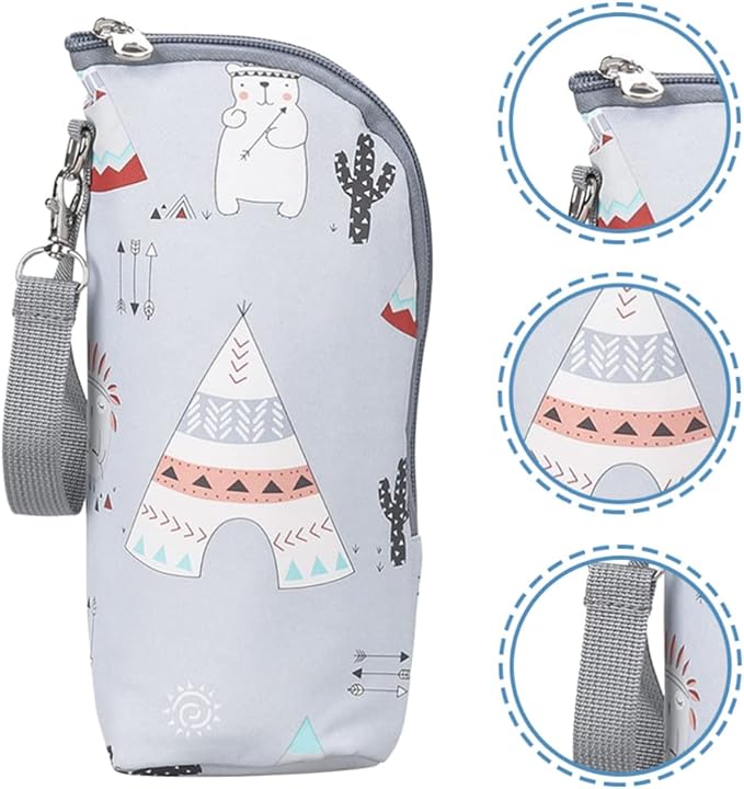 Kisangel Infant Bottle Warmer - Portable Milk Bottle Bag, Insulated, Keeps Warm, Carrying Sleeve Pouch for Newborn Toddler Baby Bottles
