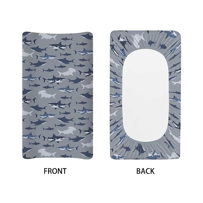 Baby Stretchy Changing Pad Cover, Breathable Changing Pad Cover for Infants and Toddles, Sharks Print 16 * 32 Inches