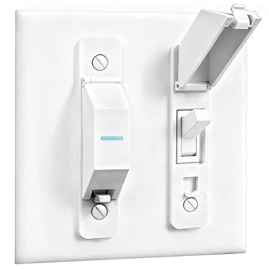 2 Pack Light Switch Cover Guard,Wall Light Switch Lock With Glow In The Dark Effect, Child Proof Wall Switch Cover Keeps Lights or Switches from Being Accidentally Turned ON or OFF （White)