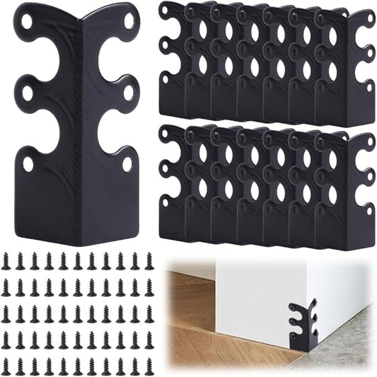 CRASPIRE 16Pcs Baseboard Corner Protectors Vintage Metal Rustic Decorative Guards Skirting Board Black Safety Bracket with Screws for Wood Furniture Table Wall Edge Cover File Boxes Bookshelves