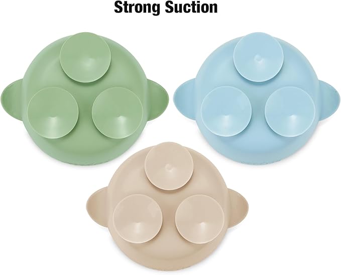PandaEar 3 Pack Stainless Steel Baby Suction Bowls, Non-Slip Child Food Bowl with Silicone Sleeve for Kids Toddlers Infants, Unbreakable & Mess Free (Blue Green Beige)