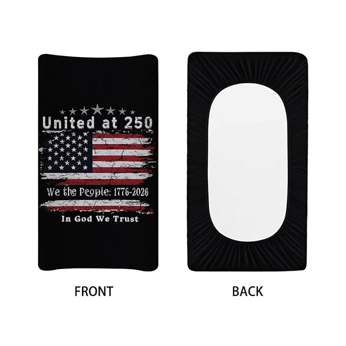 250 Year American Anniversary Changing Pad Covers American Flag Changing Pad Cover Black Diaper Changing Pad Cover Portable 32''*16'' Changing Pad -Cover
