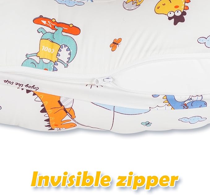 Nursing Pillow Cover, Compatible with Boppy Nursing Pillow Original Size, Breastfeeding Pillow Slipcover for Baby Boys & Girls, Organic Cotton, Machine Washable & Breathable (Dinosaurs)