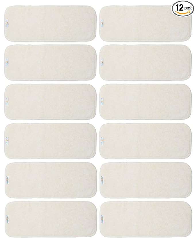 Babygoal Cloth Diaper Inserts 12pcs, 4 Layers Rayon from Bamboo Inserts for Cloth Diapers and Cloth Diapers Covers