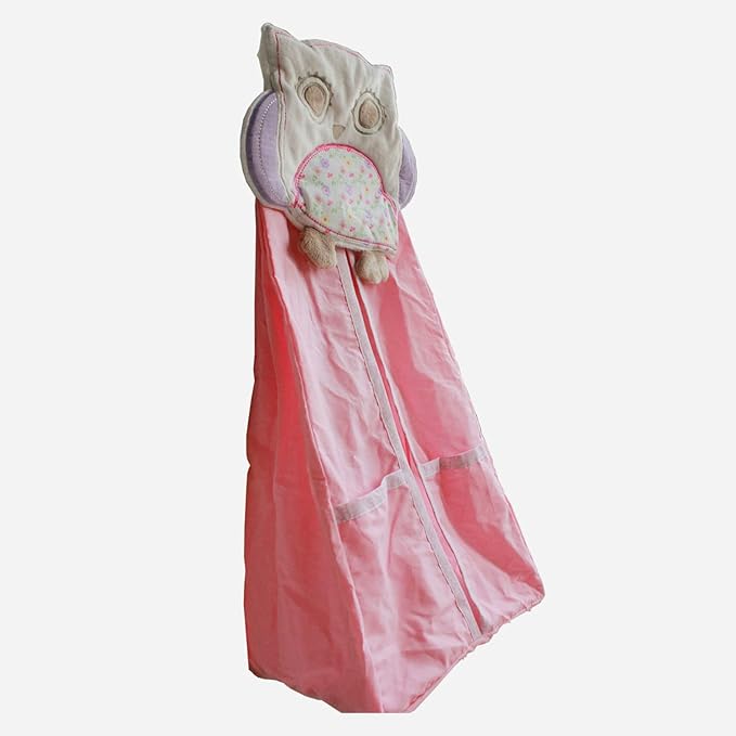 100% cotton Owl Nursery Diaper Stacker with Pockets Pink Owl Baby Diaper Hanging Bag Nursery Organizer for Cribs (pink owl)