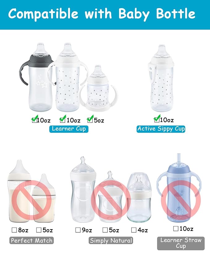 6 Count Replacement Silicone Sippy Straw Nipple Compatible with NUK,Sippy Straw Cup Nipples Replacement for NUK Active and Learner Cups, Soft 100% Silicone Sippy Straw Cup Nipples，8m+