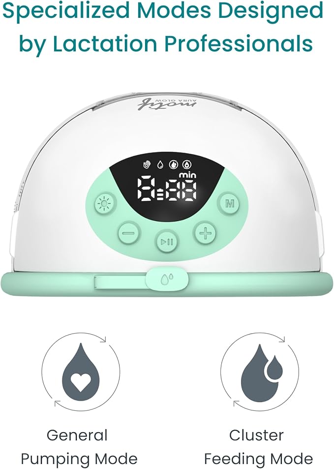 Motif Medical Aura Glow Hands-Free Breast Pump for Breastfeeding - Portable Breast Pump w/Inbuilt Nightlight & Wet-Dry Bag - Lightweight, Wireless Hospital Grade Pump w/ 5 Flange Sizes