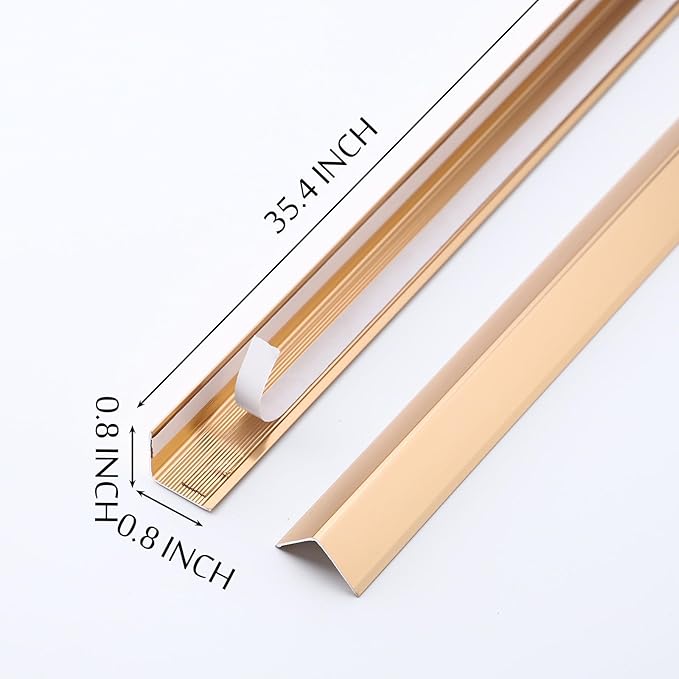 Zonon 10 Pcs Aluminum Wall Corner Protector Peel and Stick L Molding Corner Trim Guards with 90° Angle for Wall Door Frame Cabinet Baseboard Protection and Decoration, 35.4 x 0.8 Inch