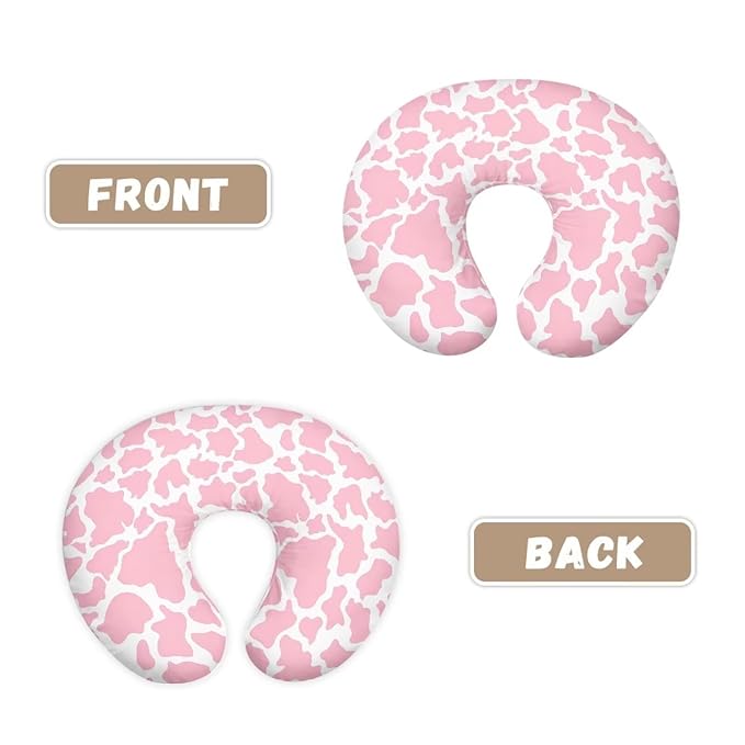 Pink Cow Stripes Nursing Pillow Cover for Baby Boy Girl Ultra Soft Comfortable Newborn Nursing Pillow Case Easy to Use and Dustptoof