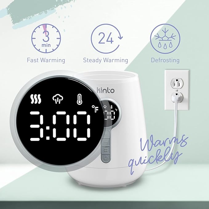 Baby Bottle Warmer for Breastmilk and Formula, Fast Bottle Warmer with Adjustable Timer, Keep Warm Mode, Breast Milk Defroster