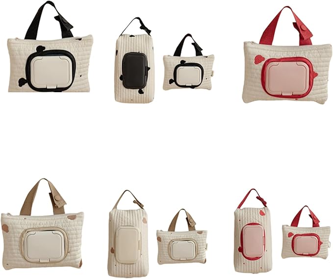 Embroidered Bear Stroller Wet Wipe Pouches Portable Baby Wipe Holder Embroidery Baby Wipes Storage Bag for Travel