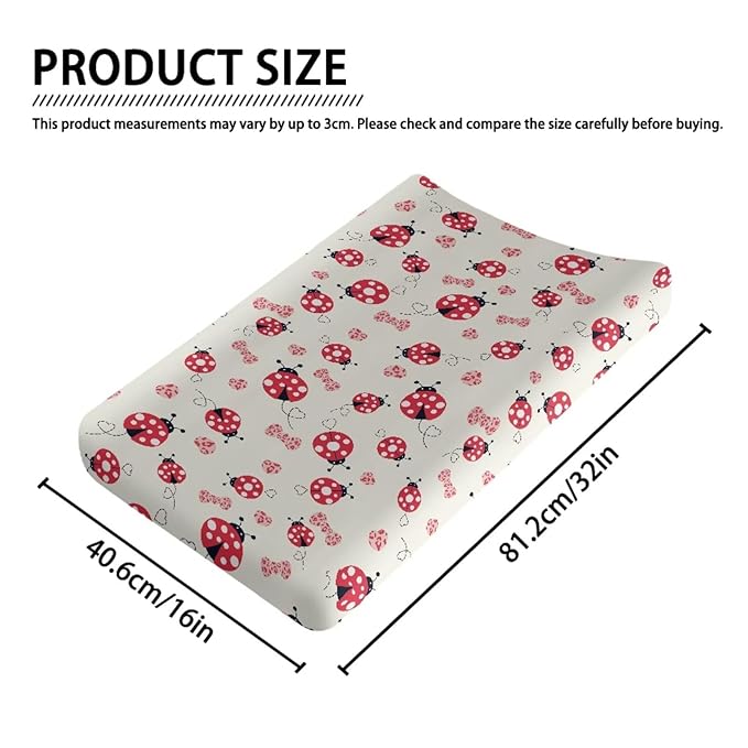 Ladybug Wipeable Changing Pad Cover Soft Cozy Baby Nursery Diaper Changing Pad Sheets Boys & Girls 16x32 Inch Home Accessories Gift for Friends
