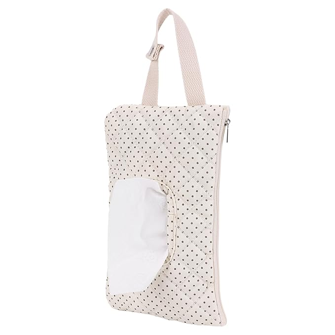Quilted Baby Wipe Holder, Canvas Floral Quilted Pouch with Hanging Strap, Portable Diaper Wipe Holder for Travel Stroller-Heart White