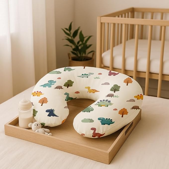 Nursing Pillow Covers 2 Pack, Breastfeeding Pillow Slipcovers Soft and Stretchy, Nursing Covers for Baby Girls Boys Newborn (Sage Dino)