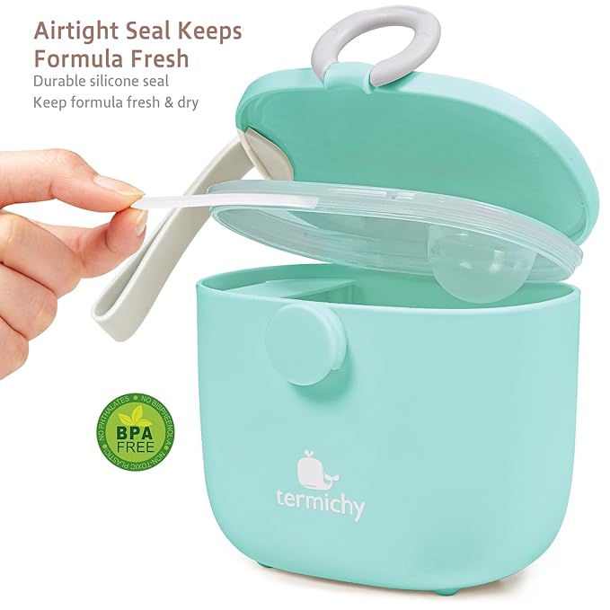Termichy Baby Formula Dispenser, Portable Milk Powder Dispenser Container with Carry Handle and Scoop for Travel Outdoor Activities with Baby Infant, 8.8OZ, 0.55LB, 250g (Blue)