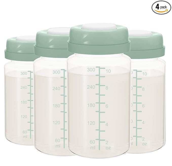 10oz Breastmilk Storage Bottle, Compatible with Momcozy Milk Cooler 22oz & Spectra Pumps, Wide-Neck Collection Bottles for Pumping & Fridge, BPA-Free, Breastfeeding Essentials, 4PCS
