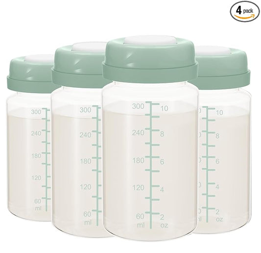 10oz Breastmilk Storage Bottle, Compatible with Momcozy Milk Cooler 22oz & Spectra Pumps, Wide-Neck Collection Bottles for Pumping & Fridge, BPA-Free, Breastfeeding Essentials, 4PCS