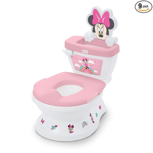 Bright Starts Disney Junior Minnie Mouse My Size Potty Training Toilet, Toddler Potty Chair with Flushing & Cheering Sounds, Removable Seat with Splash Guard & Handles, Ages 18+ Months, Up to 50 lbs