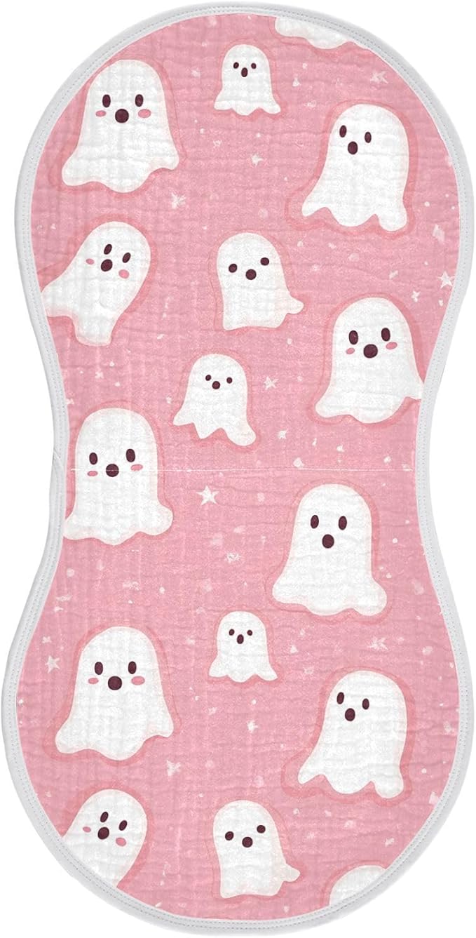 vvfelixl Muslin Burp Cloths Flying Halloween Ghost Baby Washcloths for Baby Girl Boys 2 Pack