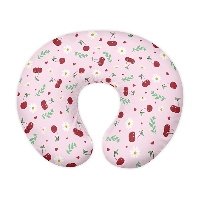 Cherry Nursing Pillow Cover for Baby Boy Girl Slipcover for Breastfeeding Pillows, Breastfeeding Pillow Cover Breathable and Washable
