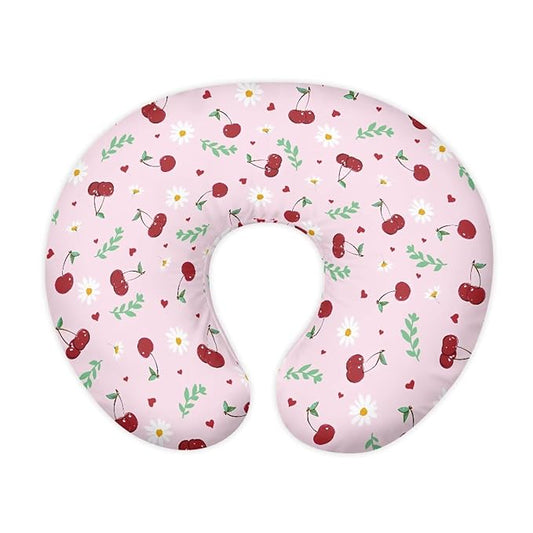 Cherry Nursing Pillow Cover for Baby Boy Girl Slipcover for Breastfeeding Pillows, Breastfeeding Pillow Cover Breathable and Washable