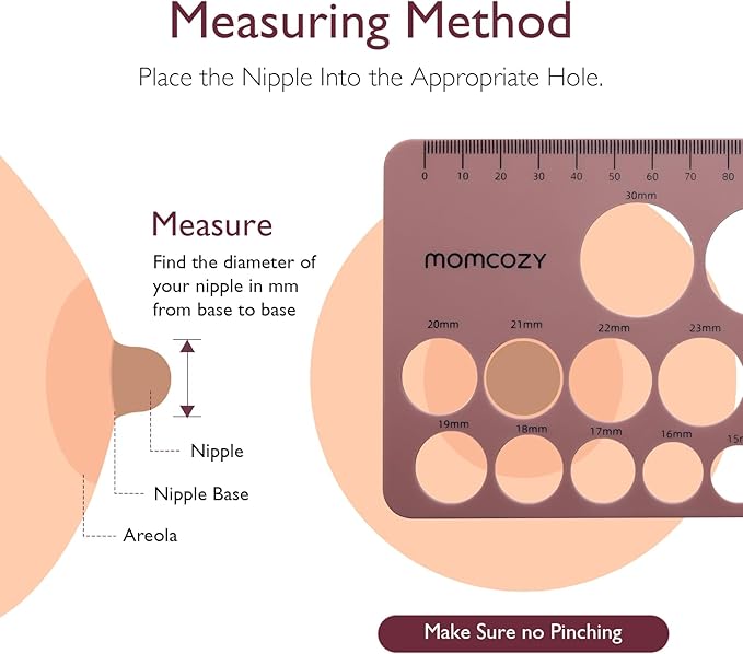 Momcozy Nipple Ruler for Flange Sizing, Soft & Flexible Silicone Measurement Tool for Breast Pump Sizing, Compatible with Momcozy, Medela, Spectra, Lansinoh, Easy to Use for Comfortable Pumping