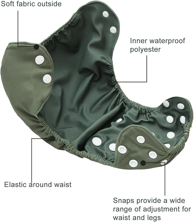 babygoal Baby Cloth Cover for Prefolds,Flats or Fitted Diapers– Adjustable, Reusable, Waterproof Swim Diaper Cover