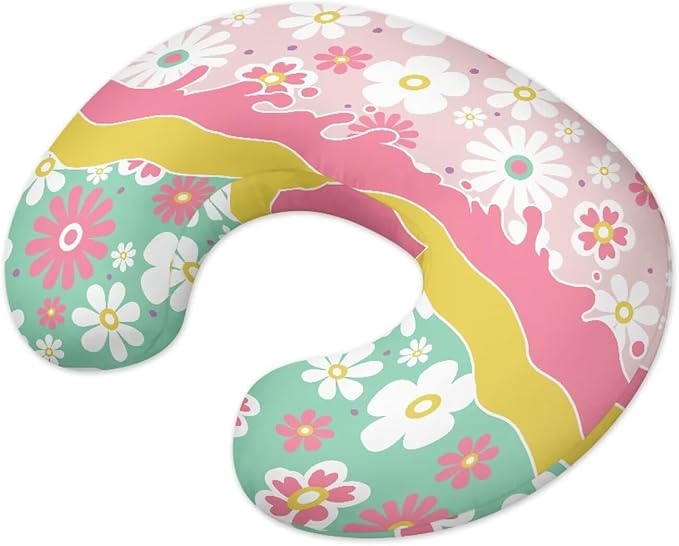 Floral Patchwork Color Nursing Pillow Cover Nursing Pillow Case for U-Shaped Feeding Pillow Soft Breastfeeding Pillow Slipcover Hidden Zipper Design Skin-Friendly