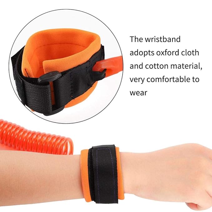 Anti Lost Wrist Link, Kids Anti lost Rope Elastic Adult Children Wristband Safety Link Walking Harness Rope for Toddlers Babies(Orange)
