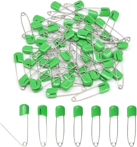50 PCS Safety Pin 54mm/2.2in Baby Diaper for Cloth Plastic Head Baby for Diapers Stainless Steel Cloth with Locking Closures Nappy for Crafts（DT/Green）
