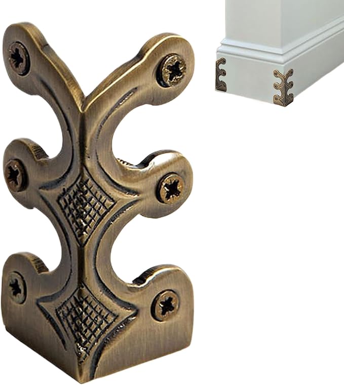Baseboard Corner Protector - antique brasss Corner Guards, Decorative Metal Edge Protectors | Solid Brass Skirting Board Covers, Decorative Wall Corner Protector, Durable Baseboard Edge Guard for Home