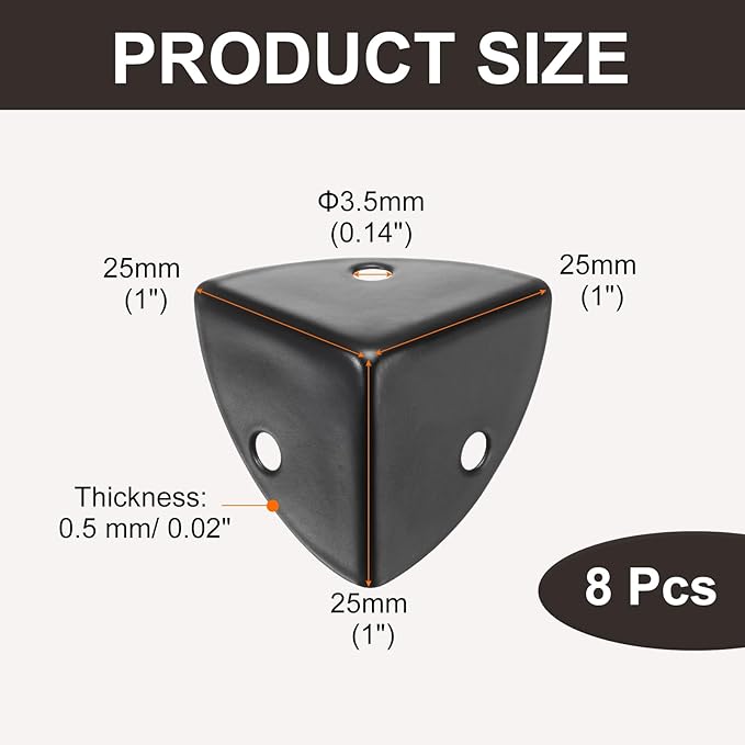 uxcell 8PCS Metal Corner Protector 1 x 1 x 1 Inch Box Edge Guard Protector Zinc Alloy Cabinets Speaker Corners Protector for Furniture Decorative (Black)
