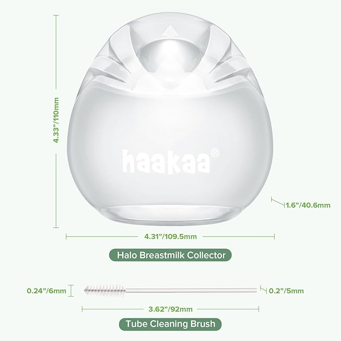 haakaa Halo Silicone Breast Milk Collector - Wearable Manual Breast Pump for Breastfeeding, Hands Free Reusable Breast Milk Shells with Cleaning Brush - 3oz/90ml, 2 Count