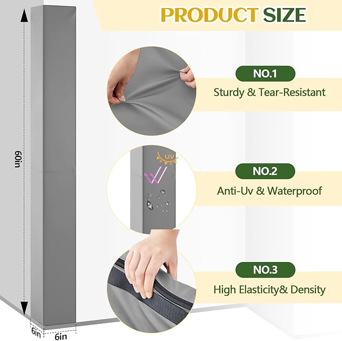 Wonderjune Wall Corner Guards and Edge Protector 6ft Gray Gym Wall Padding Heavy Duty Protective Safety Padding for Gym, Baby, Home, Garages, Kindergarten, Basketball Court, Playrooms, Etc