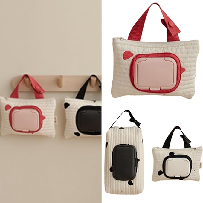Practical Wet Wipe Storage Bag with Embroidery Designings Stylish Bear Embroidery Wet Wipe Pouches for Travel