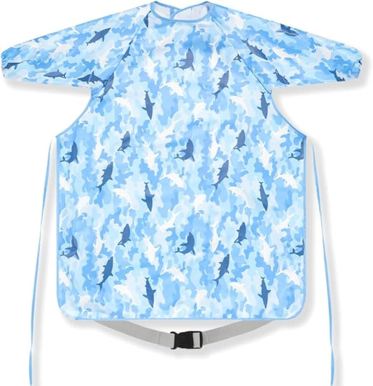 TSD Bib Baby Weaning Bib - Long Sleeved Bib Toddler bibs 6～36Months and Fully Cover to Highchair